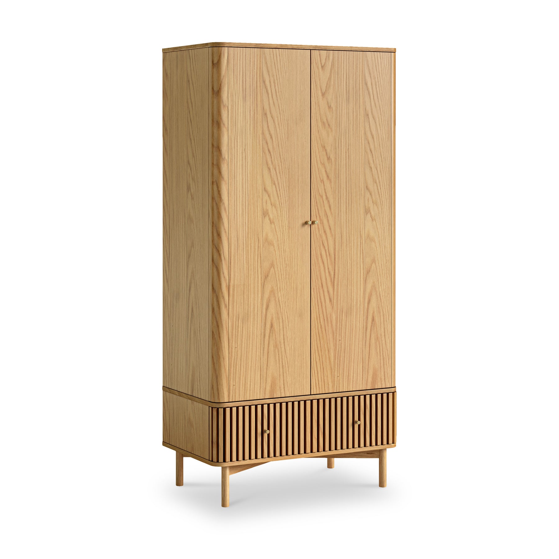 Shorwell Oak Slatted Double Wardrobe With Drawer from Roseland Furniture