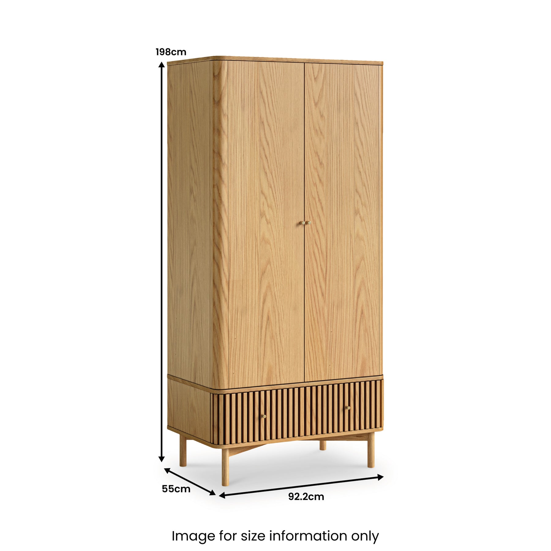 Shorwell Oak Slatted Double Wardrobe With Drawer from Roseland Furniture
