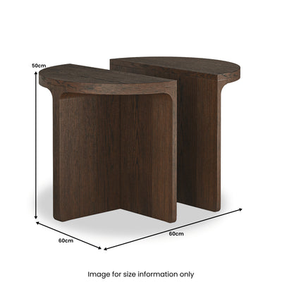Mylor Oak Half Moon Nest of Tables