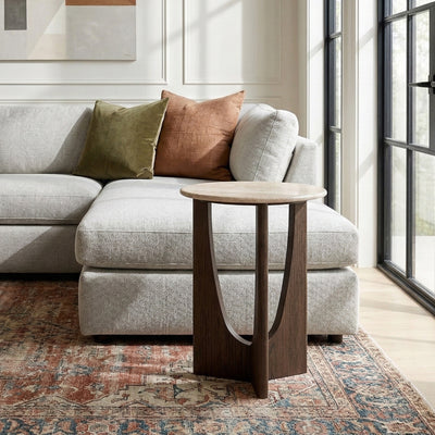Mylor Travertine Top Side Table