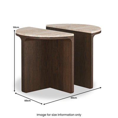 Mylor Travertine Top Half Moon Nest of Tables