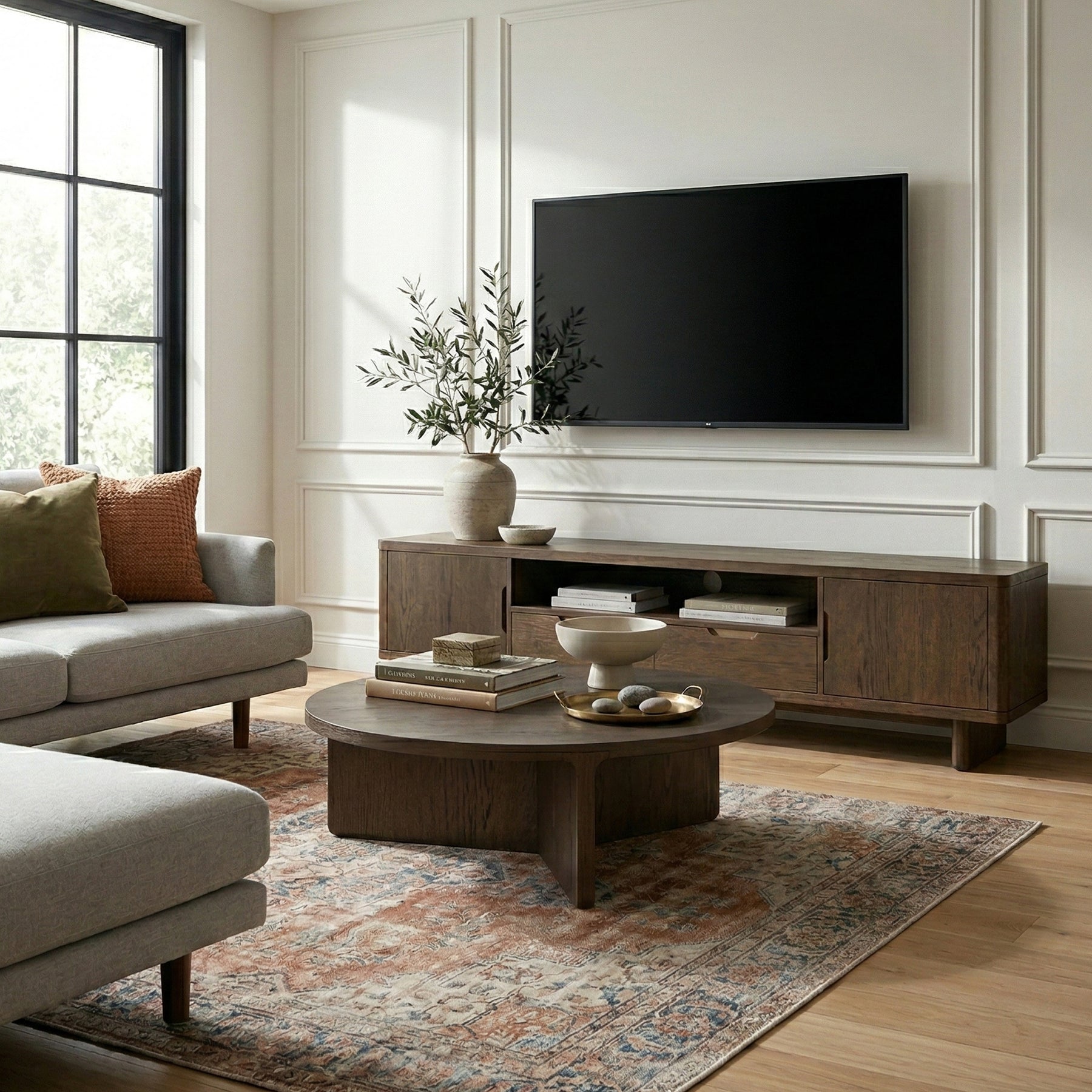 Mylor Oak 200cm TV Unit from Roseland Furniture