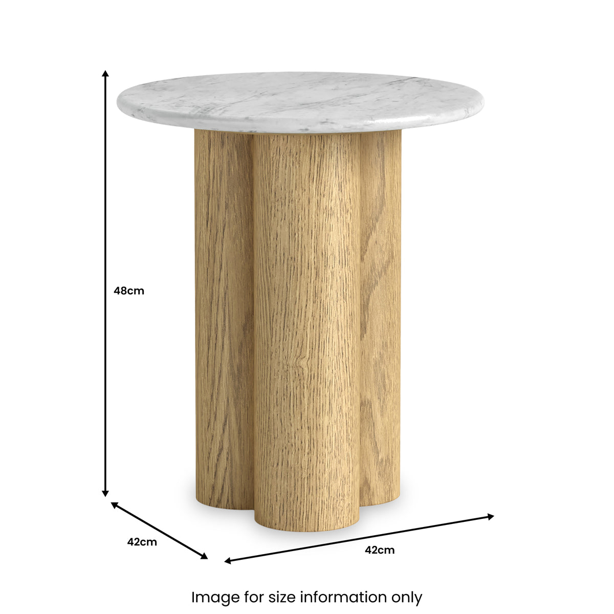 Nyssa Marble Top Columned Side Table dimensions