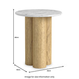 Nyssa Marble Top Columned Side Table dimensions