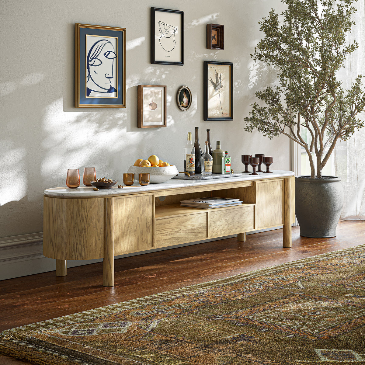Nyssa Marble Top 210cm TV Unit from Roseland Furniture