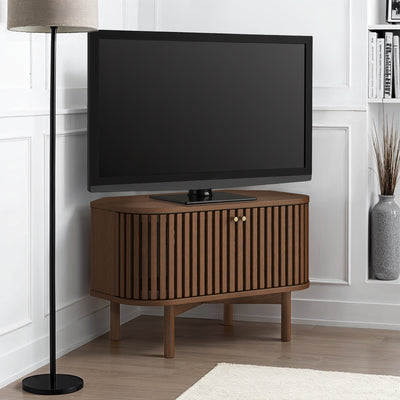 Shorwell Dark Oak Slatted Corner TV Unit