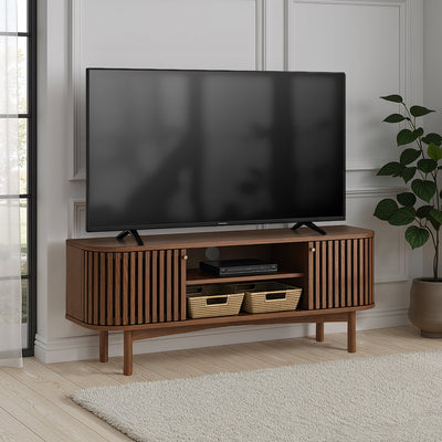 Shorwell Dark Oak 130cm Slatted Small TV Unit