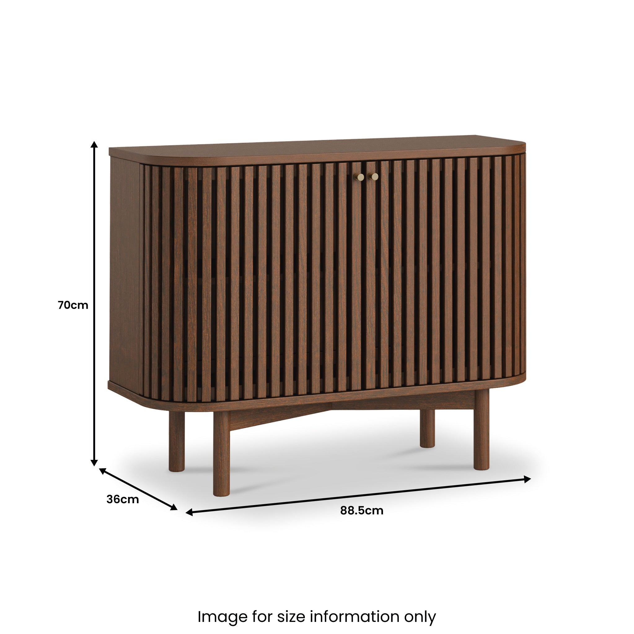 Shorwell Dark Oak Slatted 2 Door Small Sideboard Cabinet | Roseland