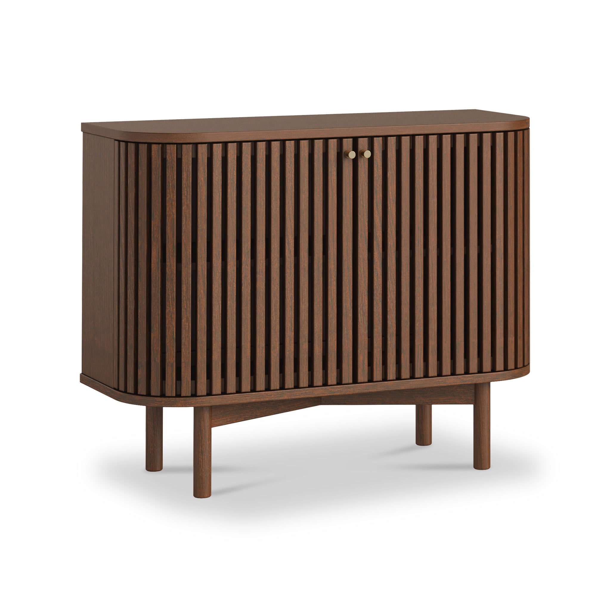 Shorwell Dark Oak Slatted 2 Door Small Sideboard Cabinet | Roseland