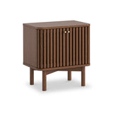 Shorwell Oak Slatted 2 Door Bedside Table Dark Stain from Roseland Furniture