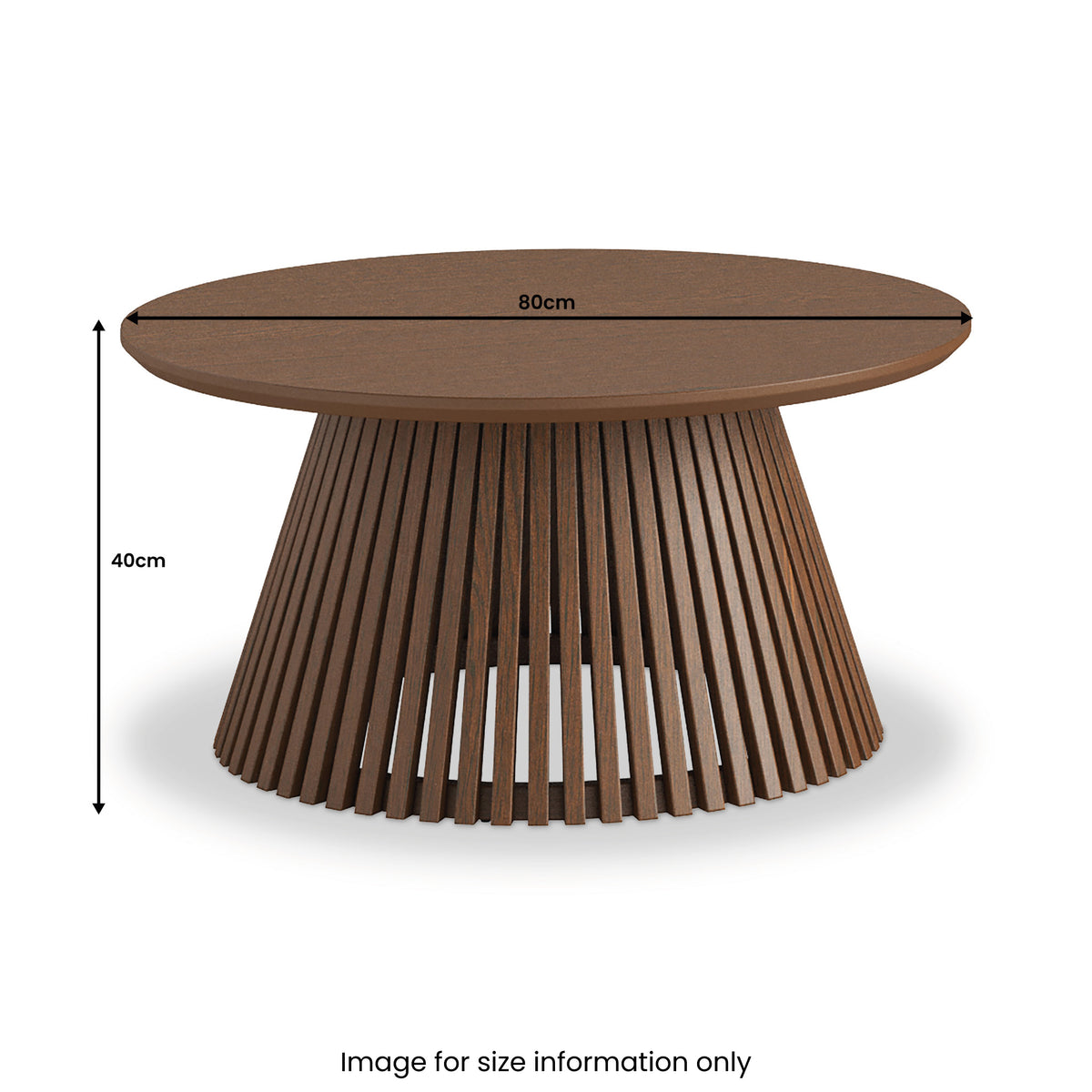Shorwell Oak Slatted Round Coffee Table Dark Stain Front1 from Roseland Furniture