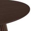 Shorwell Oak Slatted Round Dining Table Dark Stain Front1 from Roseland Furniture