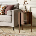 Shorwell Oak Slatted Story 1 Door Side Table Dark Stain from Roseland Furniture