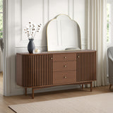 Shorwell Oak Slatted Sideboard with Drawer Dark Stain from Roseland Furniture