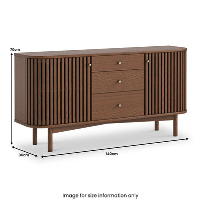 Shorwell Dark Oak Slatted 3 Drawer Sideboard