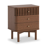 Shorwell Oak Slatted 3 Drawer Bedside Dark Stain from Roseland Furniture