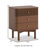 Shorwell Oak Slatted 3 Drawer Bedside Dark Stain from Roseland Furniture