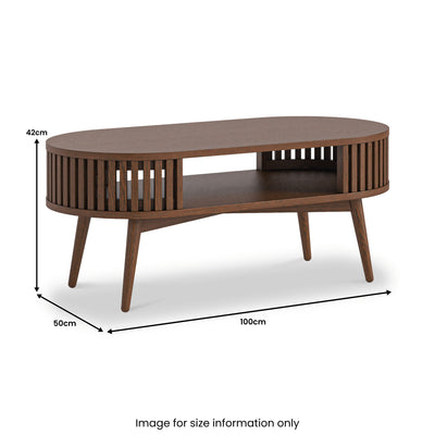 Shorwell Dark Oak Slatted Open Shelf Oval Coffee Table