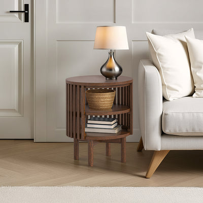 Shorwell Dark Oak Slatted Open Shelf Side Table