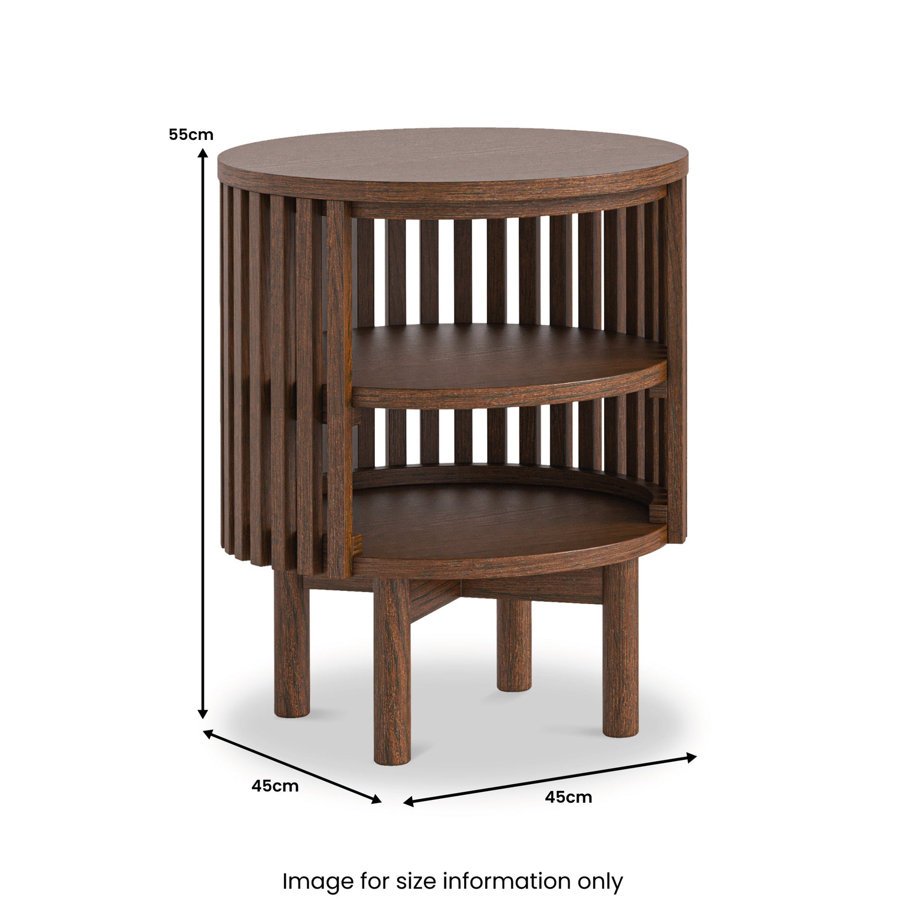 Shorwell Oak Slatted Open Shelf Side Table Dark Stain from Roseland Furniture