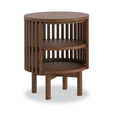 Shorwell Oak Slatted Open Shelf Side Table Dark Stain from Roseland Furniture