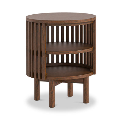 Shorwell Dark Oak Slatted Open Shelf Side Table