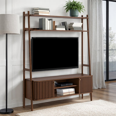 Shorwell Dark Oak Slatted 137cm  TV Ladder Unit