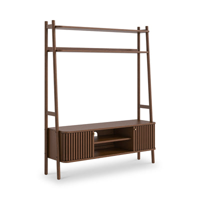 Shorwell Dark Oak Slatted 137cm  TV Ladder Unit