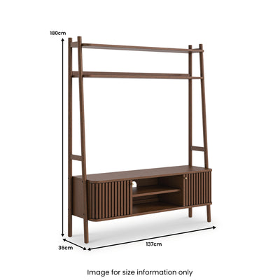 Shorwell Dark Oak Slatted 137cm  TV Ladder Unit