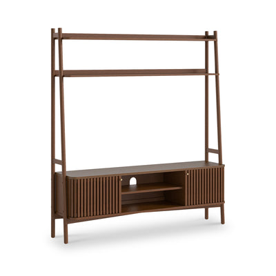 Shorwell Dark Oak Slatted 165cm TV Ladder Unit