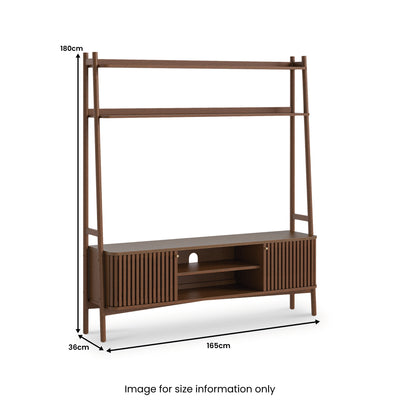 Shorwell Dark Oak Slatted 165cm TV Ladder Unit