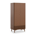 Shorwell Oak Slatted Double Wardrobe With Drawer Dark Stain from Roseland Furniture
