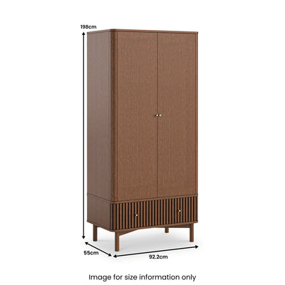 Shorwell Dark Oak Slatted Double Wardrobe with Drawer