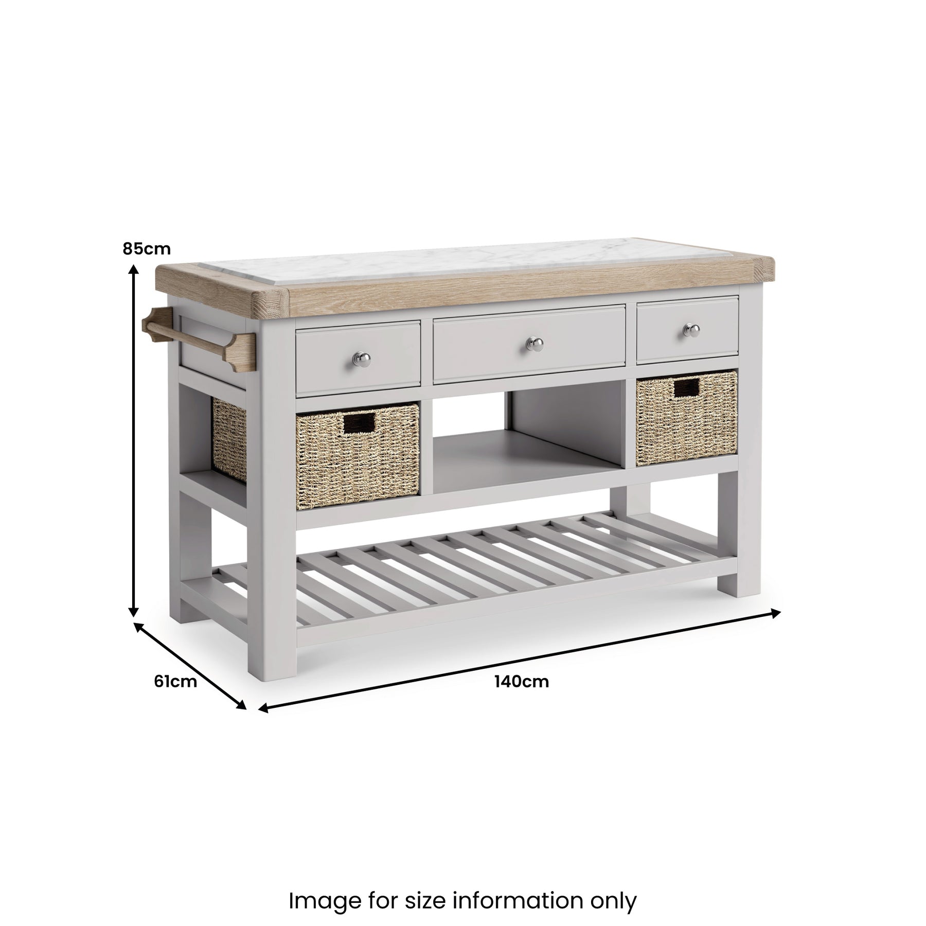 Penzance Large Kitchen Island Grey from Roseland Furniture