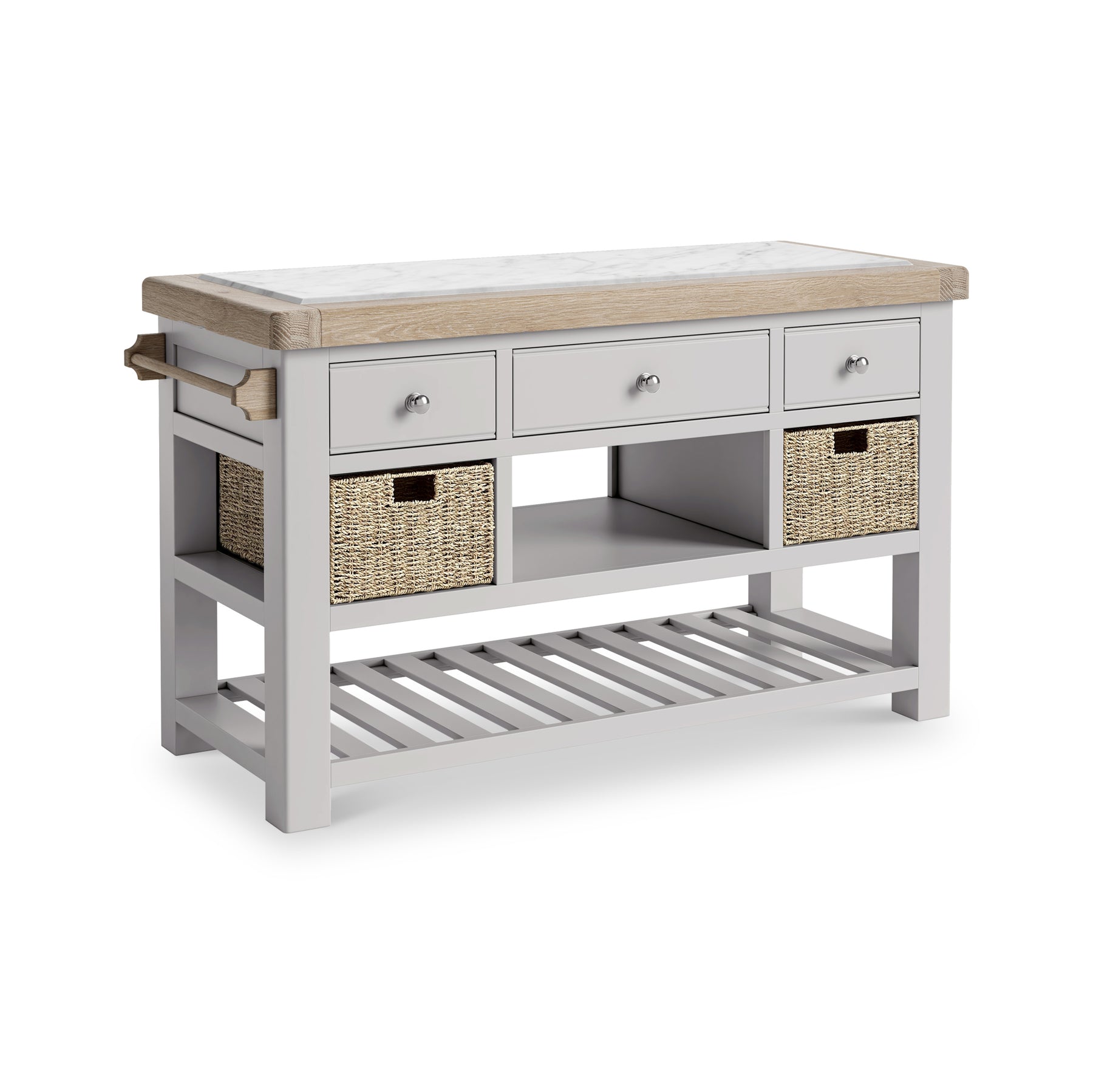 Penzance Large Kitchen Island Grey from Roseland Furniture