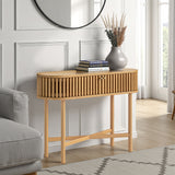 Shorwell Oak Slatted Oval Console Table Oak from Roseland Furniture