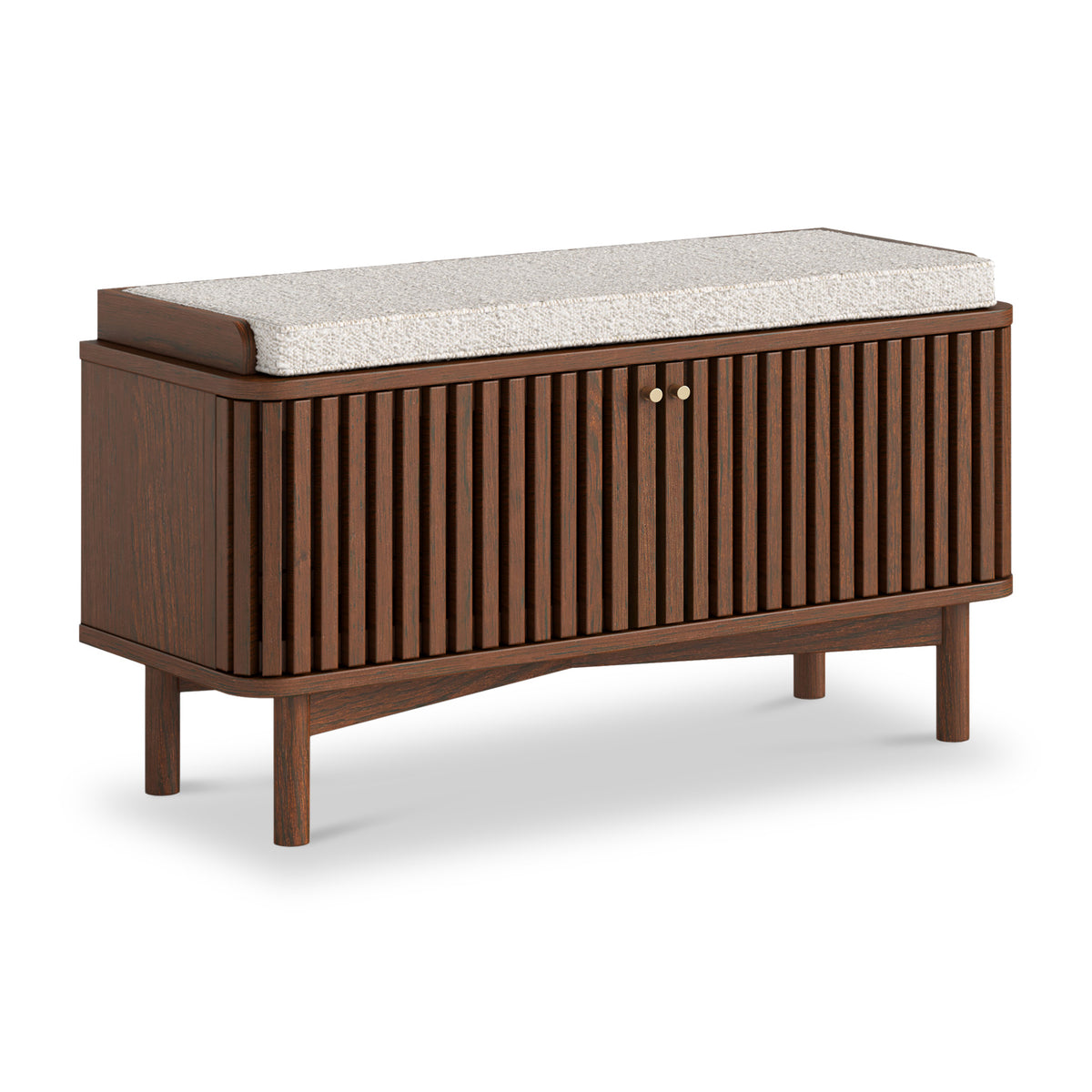 Shorwell Dark Oak Slatted Storage Bench for Hallway | Roseland