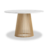 Shorwell Oak Marble Round Dining Table Natural Size1 from Roseland Furniture