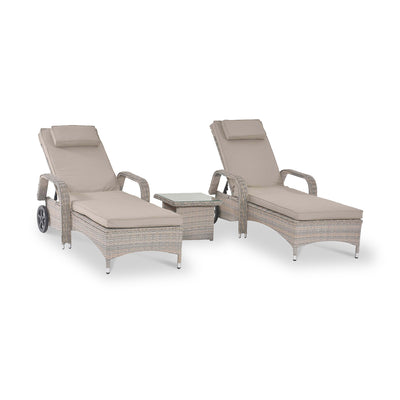 Maze Cotswold Rattan Sunlounger Set with Side Table