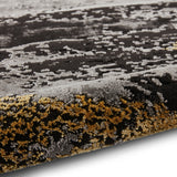 Fenway Black & Gold Distressed Super Soft Rug