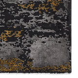 Fenway Black & Gold Distressed Super Soft Rug