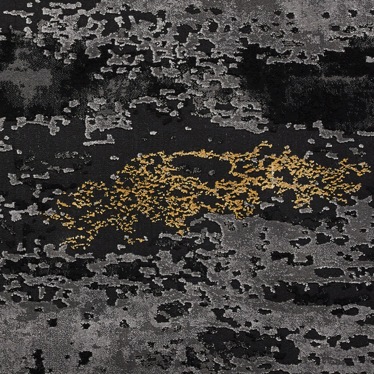 Fenway Black & Gold Distressed Super Soft Rug
