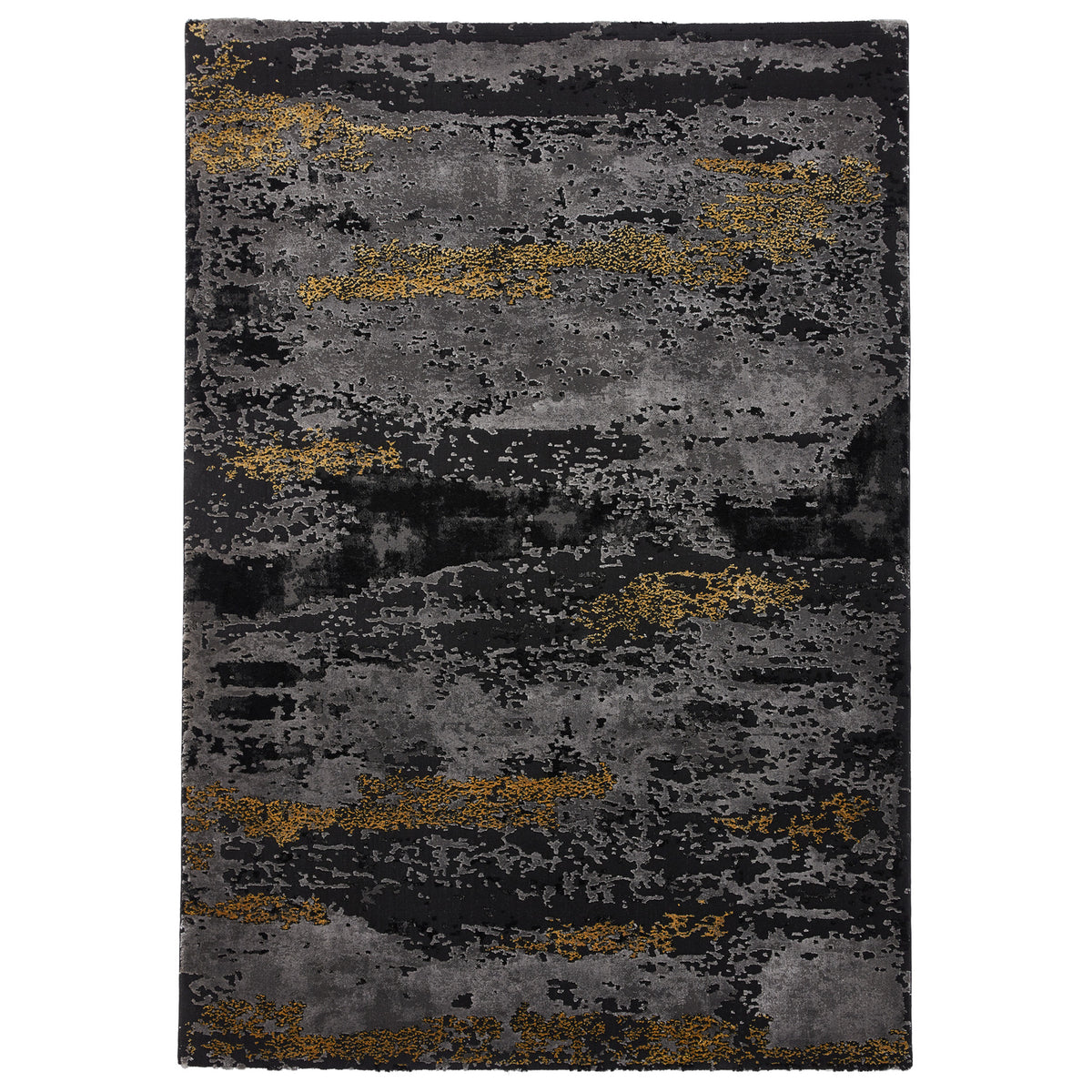 Fenway Black & Gold Distressed Super Soft Rug from Roseland Furniture