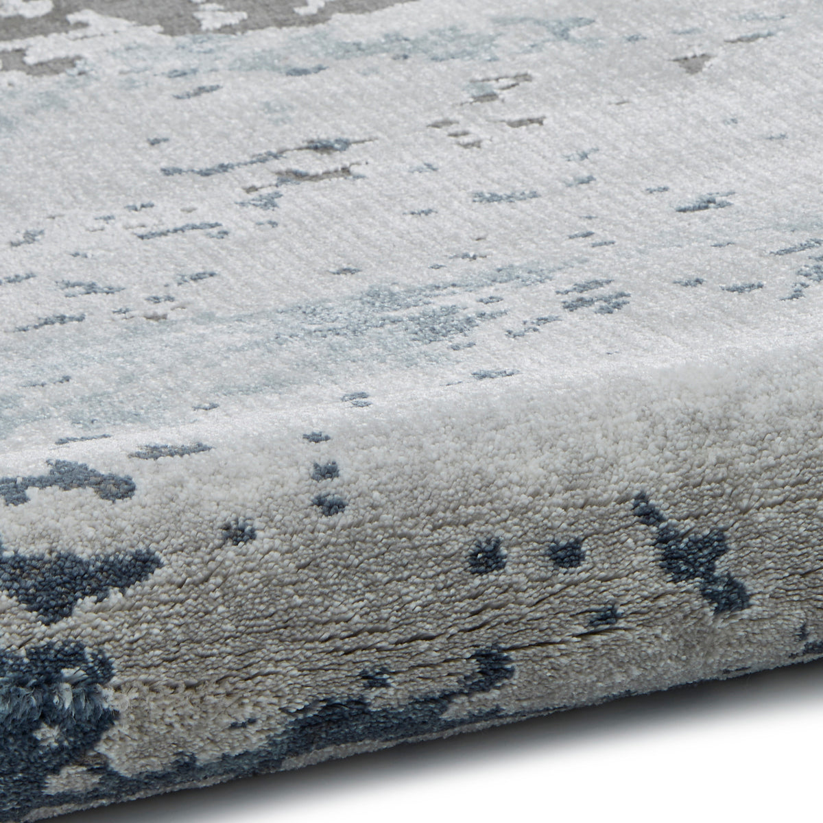 Fenway Navy Grey Distressed Super Soft Rug