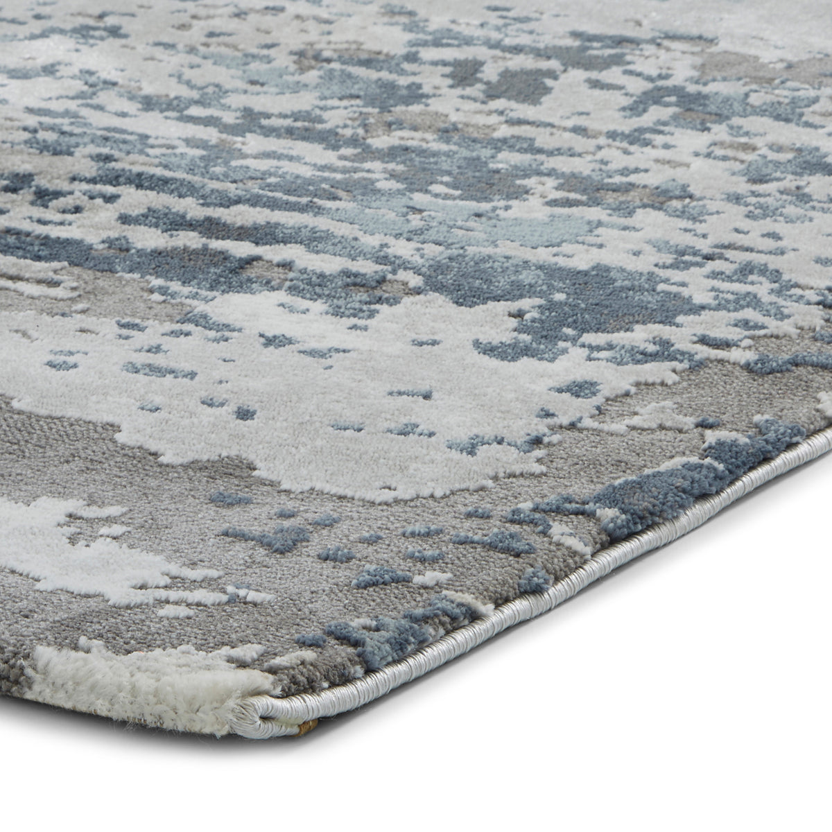 Fenway Navy Grey Distressed Super Soft Rug