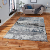 Fenway Navy Grey Distressed Super Soft Rug for living room