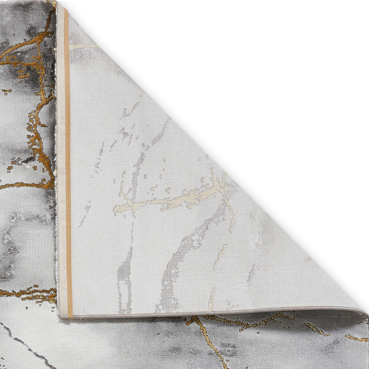 Fenway Marble Effect Rectangular Rug for Living Room or Bedroom | Gold ...