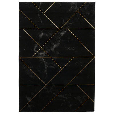 Fenway Black & Gold Geometric Super Soft Rug