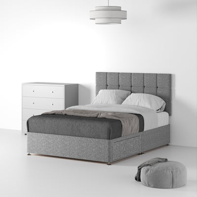 Farrow Cube Linen Divan Bed and Headboard