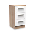 Blakely White & Light Oak 3 Drawer Bedside Cabinet from roseland furniture